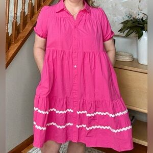 Pink Button-Up Dress